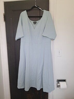 City Chic baby blue midi swing dress with pockets